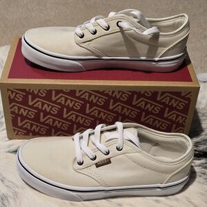 Vans Kids Cream Canvas Sneakers New Size 3